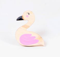 Handcrafted Pine Wood Flamingo Knob